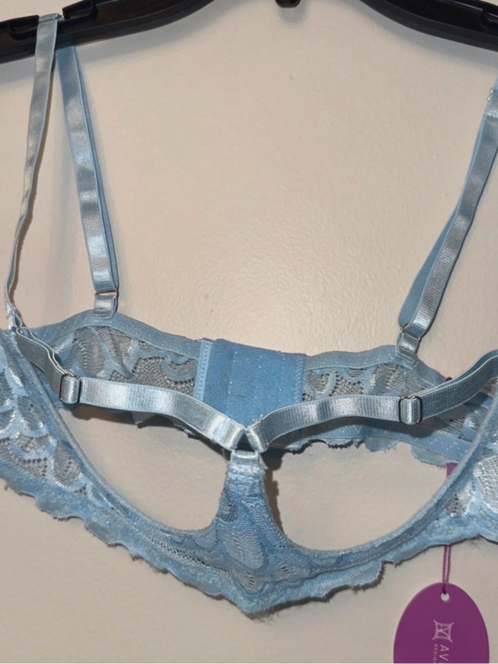 Avidlove Light Blue Lace Underwire Peek a boo Bra
